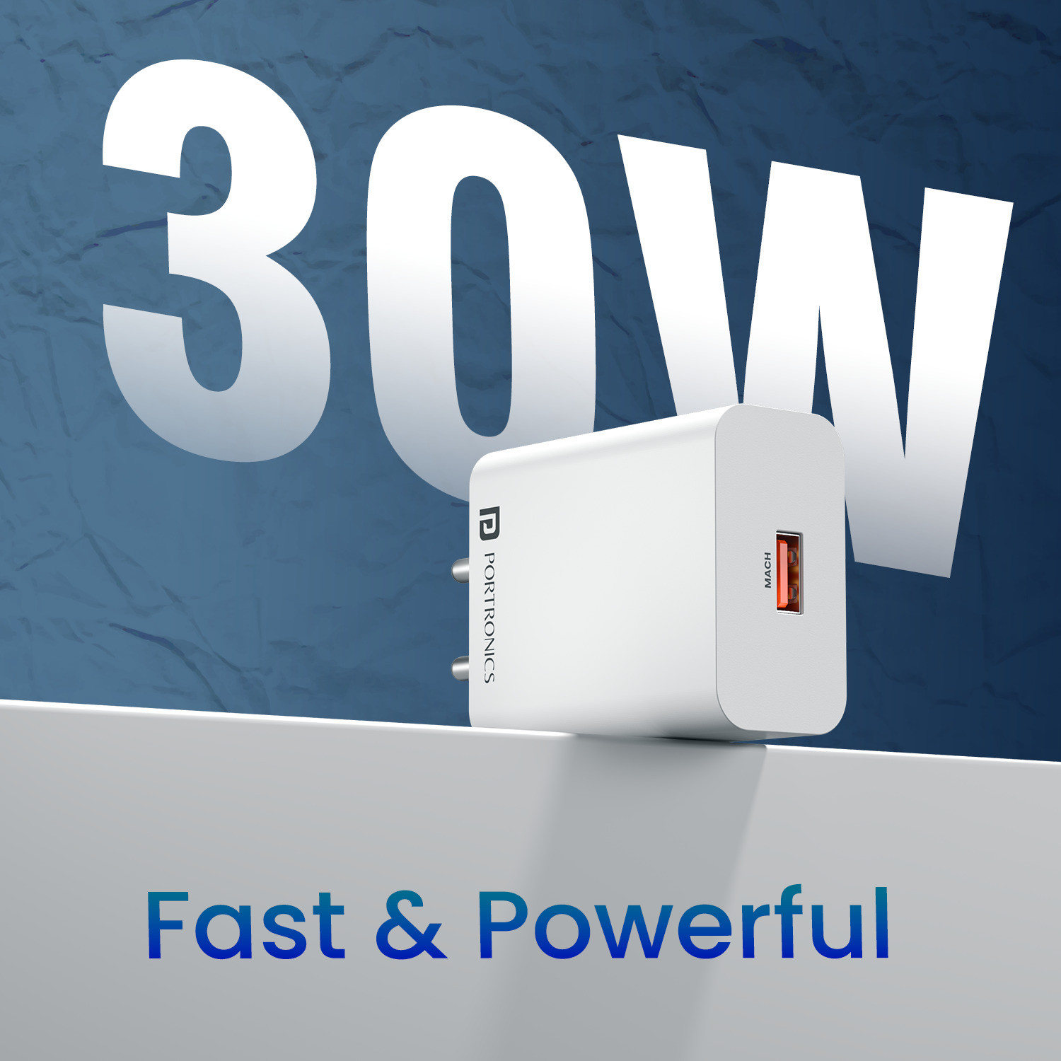 Image of Portronics 30 W SuperVOOC 3 A Wall Charger for Mobile with Detachable Cable