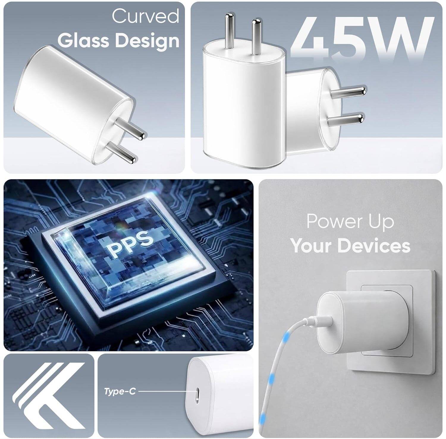 RORRY 45W PD 4.2A Mobile Wall Charger, White - Image 2