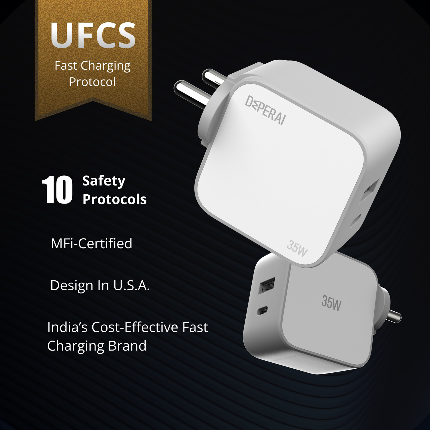 Image of DeperAI 35 W GaN 3 A Dual Port Mobile Charger