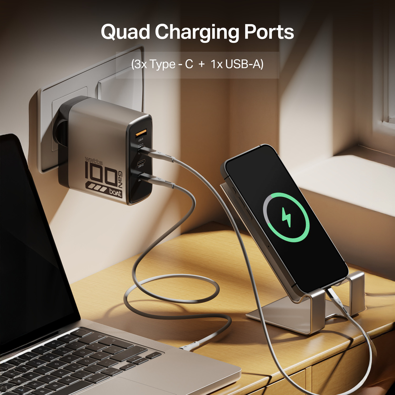 Image of boAt 100 W GaN 3 A Wall Charger for Mobile