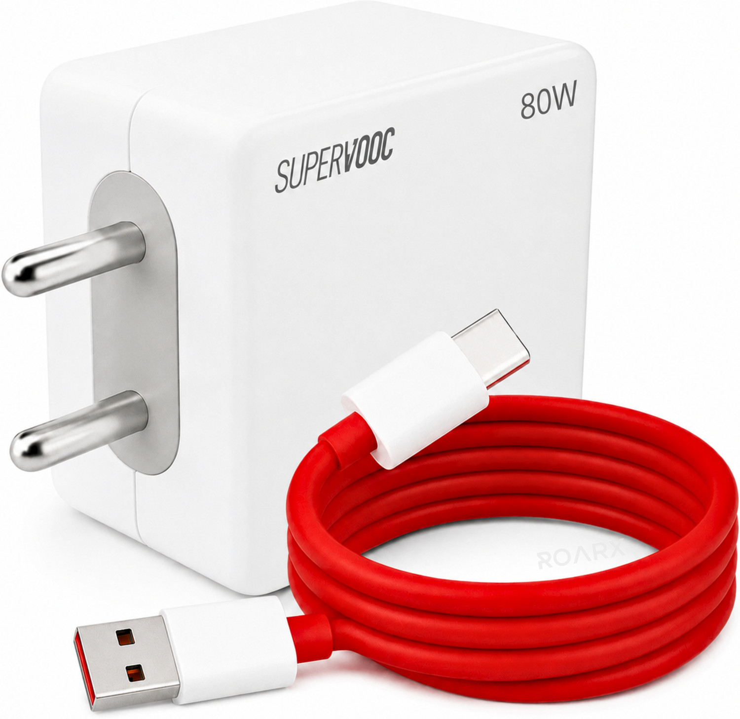 Image of TechBlaze 80 W SuperVOOC 3 A Wall Charger for Mobile with Detachable Cable