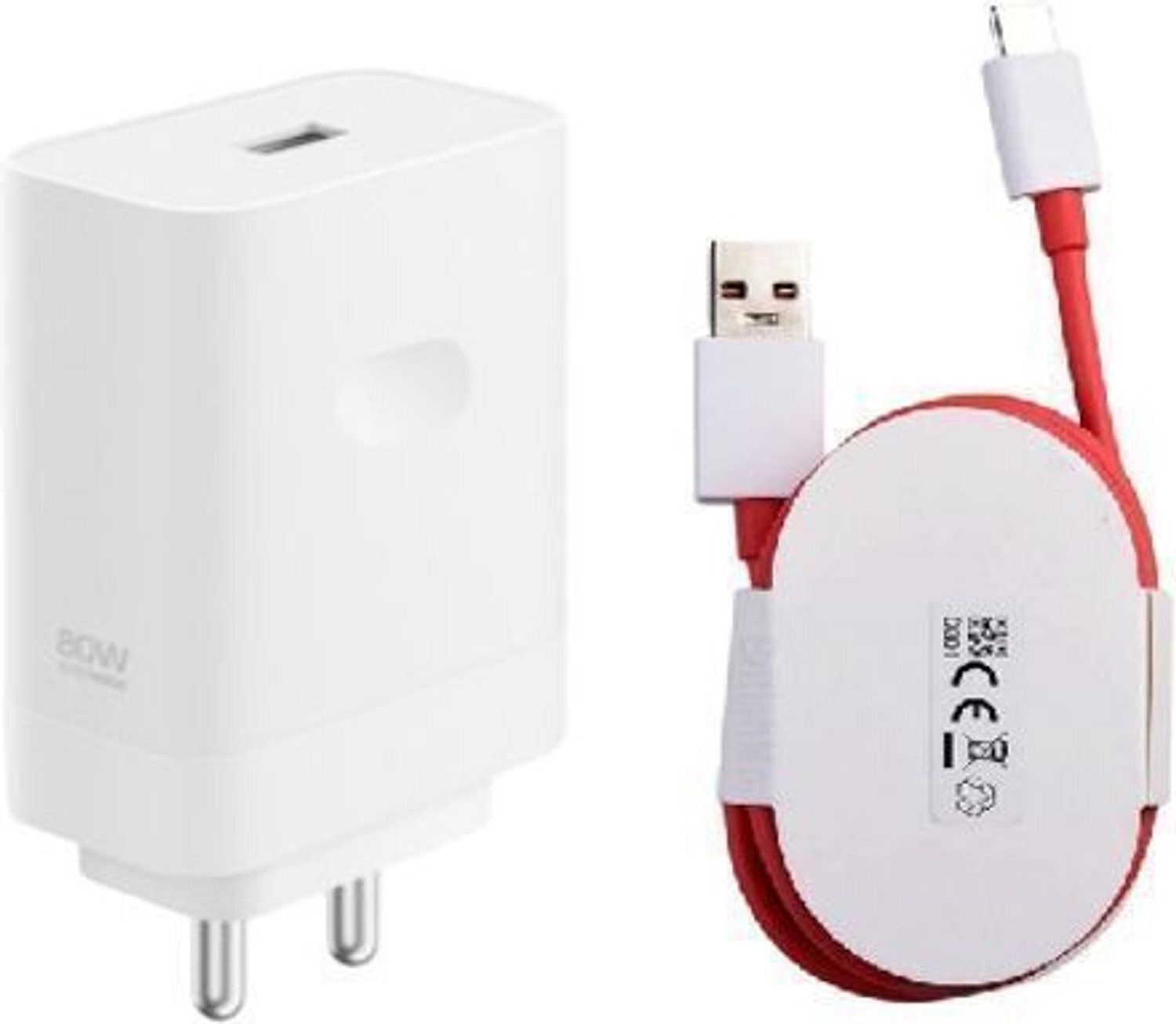 Image of OnePlus 80 W SuperVOOC 7.3 A Wall Charger for Mobile with Detachable Cable