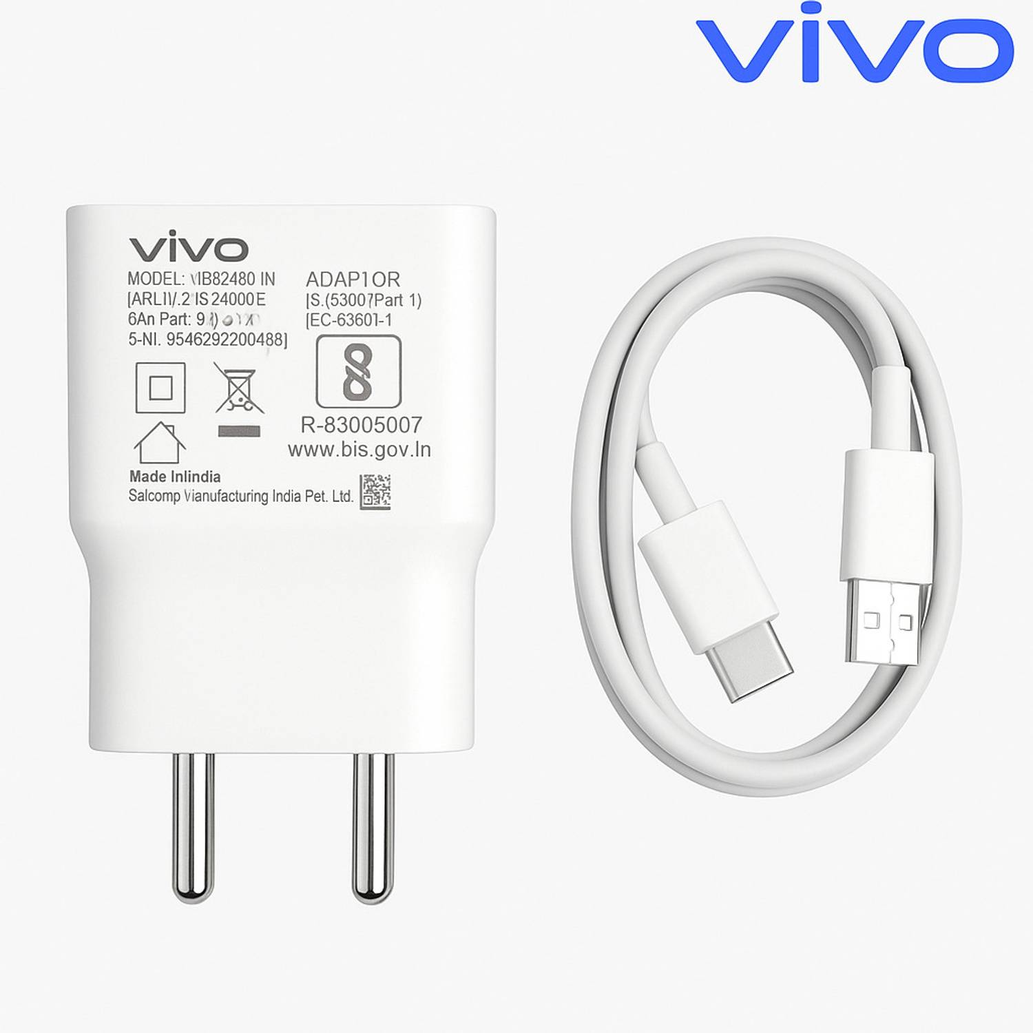 vivo 15 W Qualcomm 2.0 2 A Wall Charger for Mobile with Detachable Cable