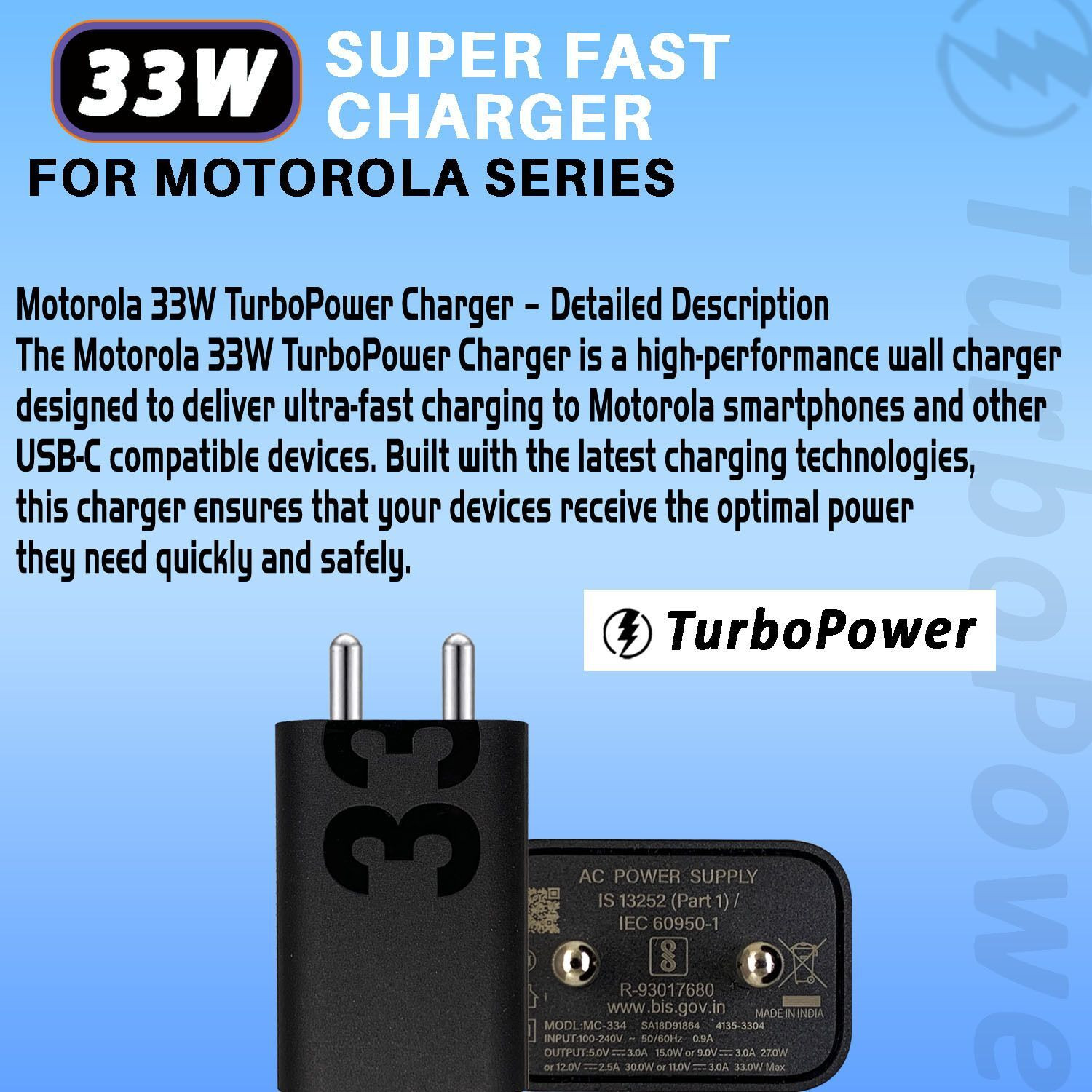 Image of GaN Charger 33 W TurboPower 3.0 3 A Wall Charger for Mobile