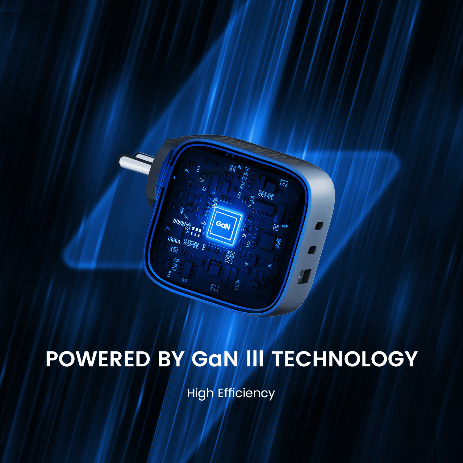 Image of DeperAI 65 W GaN 3.4 A 3 Port Mobile Charger with Detachable Cable