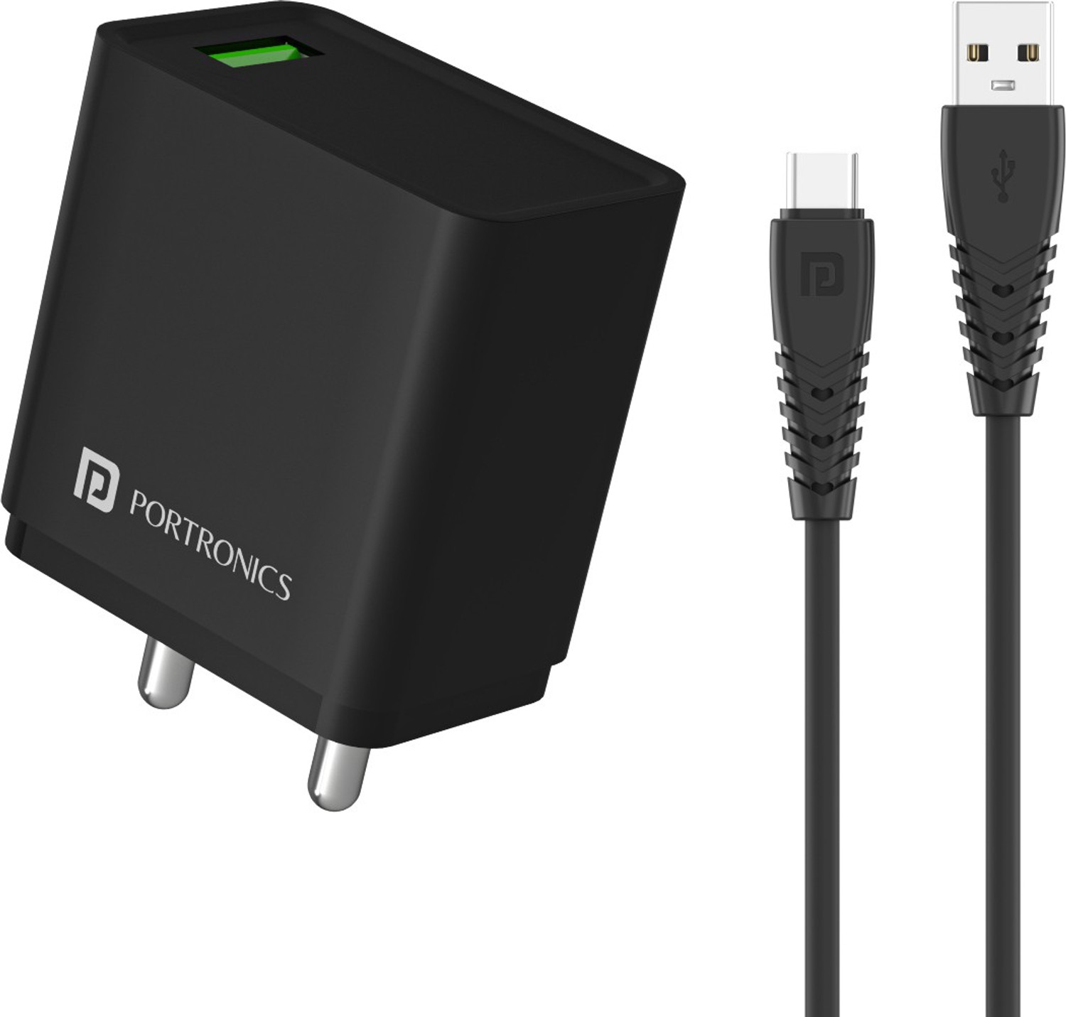 Image of Portronics 18 W Quick Charge 3 A Wall Charger for Mobile with Detachable Cable