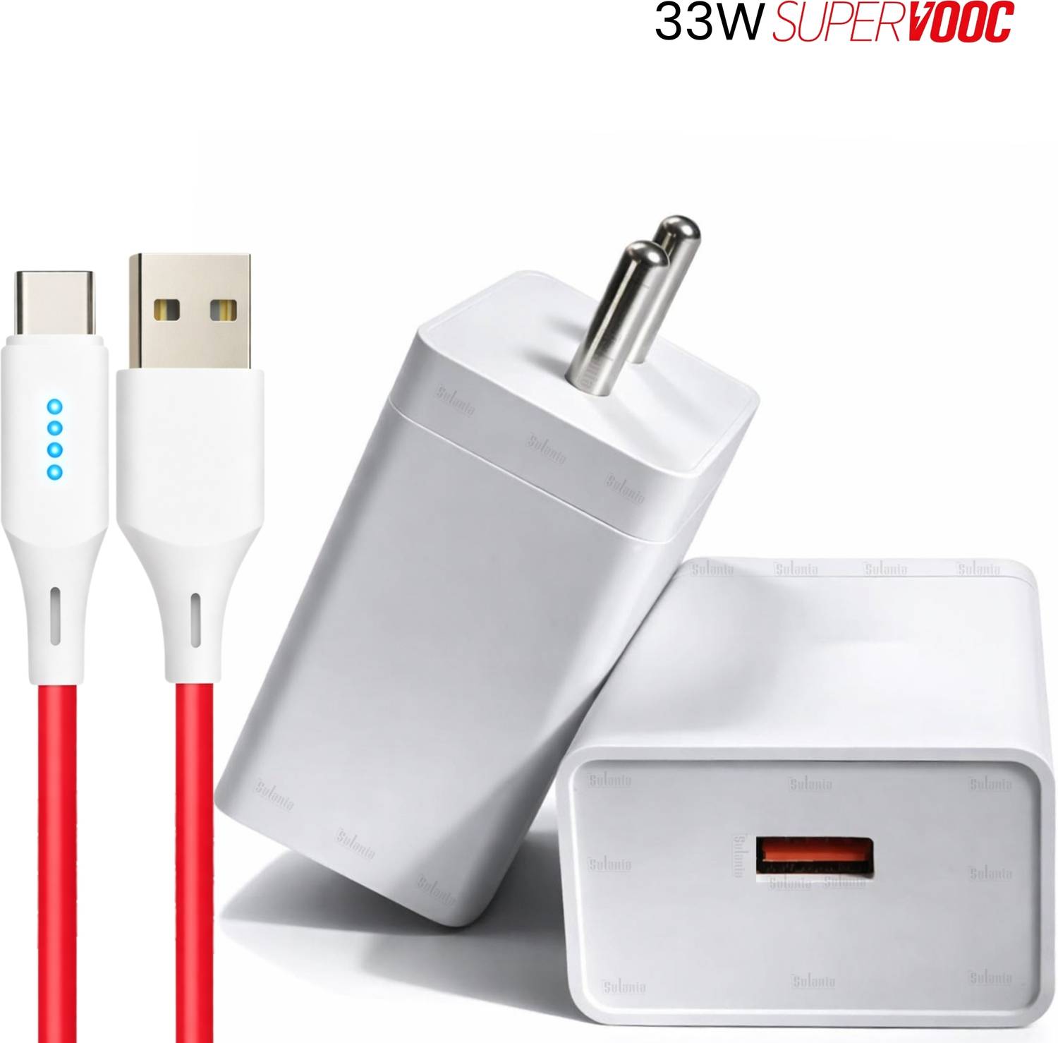 Sulania 33 W SuperVOOC 4.4 A Wall Charger for Mobile with Detachable Cable