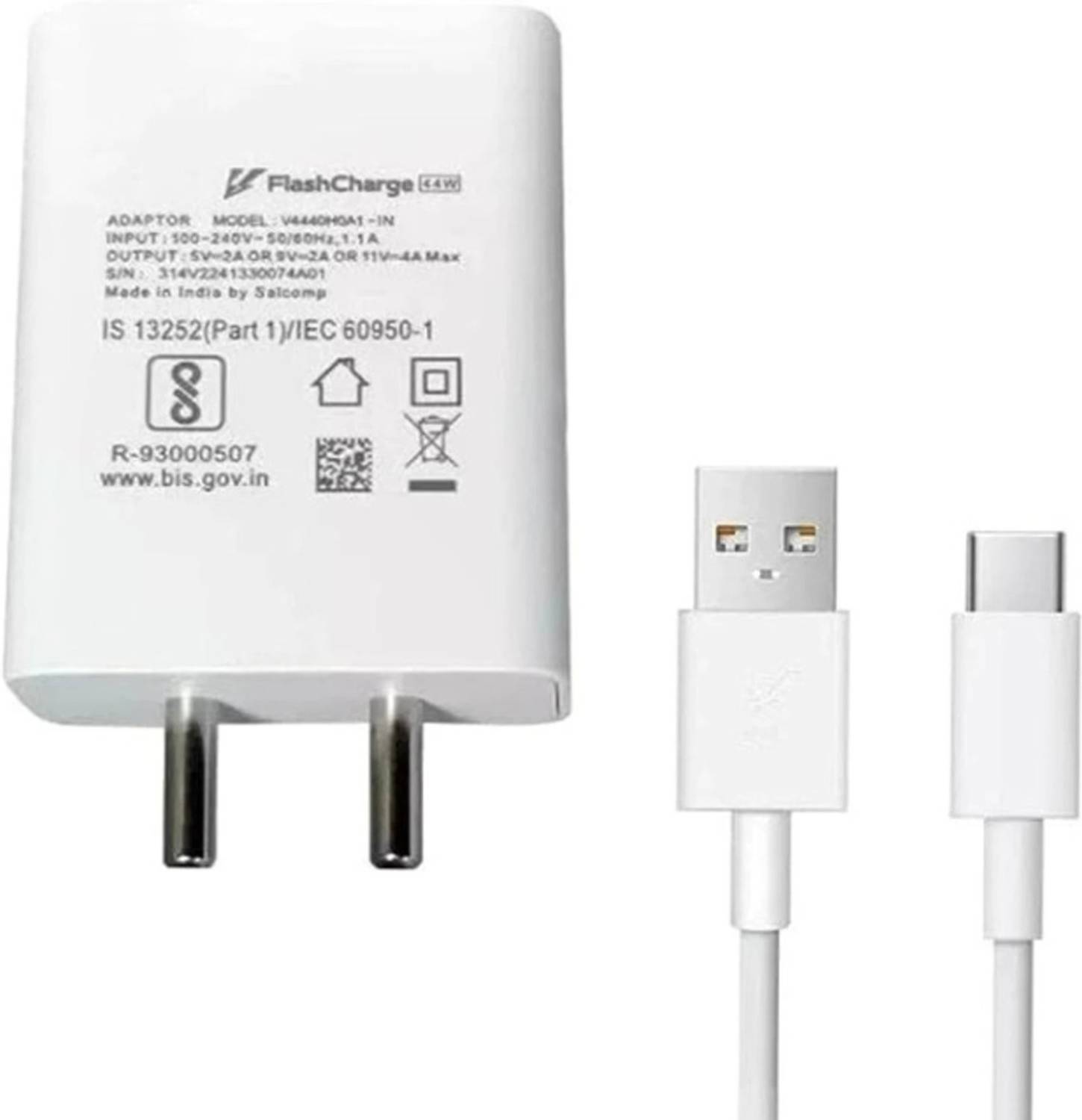 TECHWAQE 44 W Quick Charge 4 A Wall Charger for Mobile with Detachable Cable