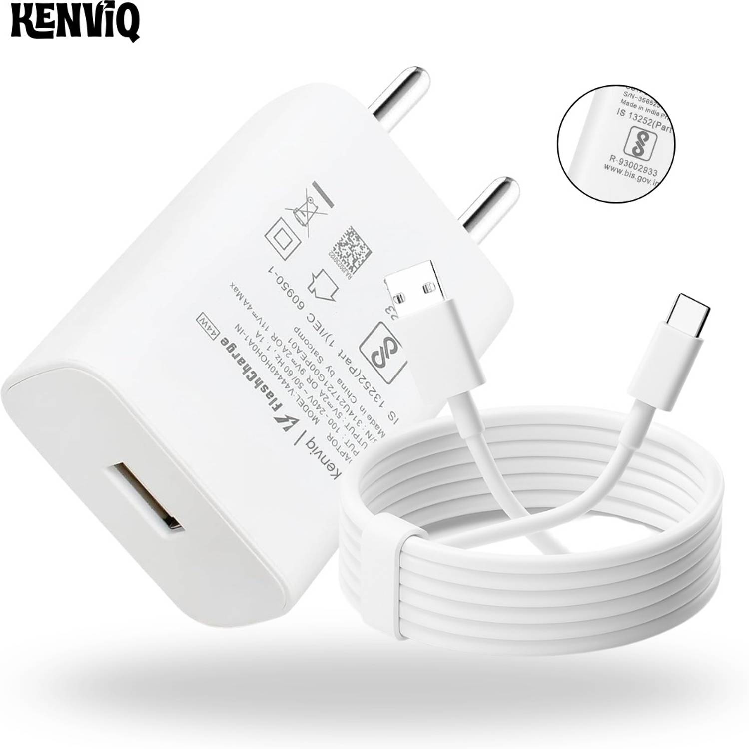 Kenviq 44 W Supercharge 3 A Wall Charger for Mobile with Detachable Cable