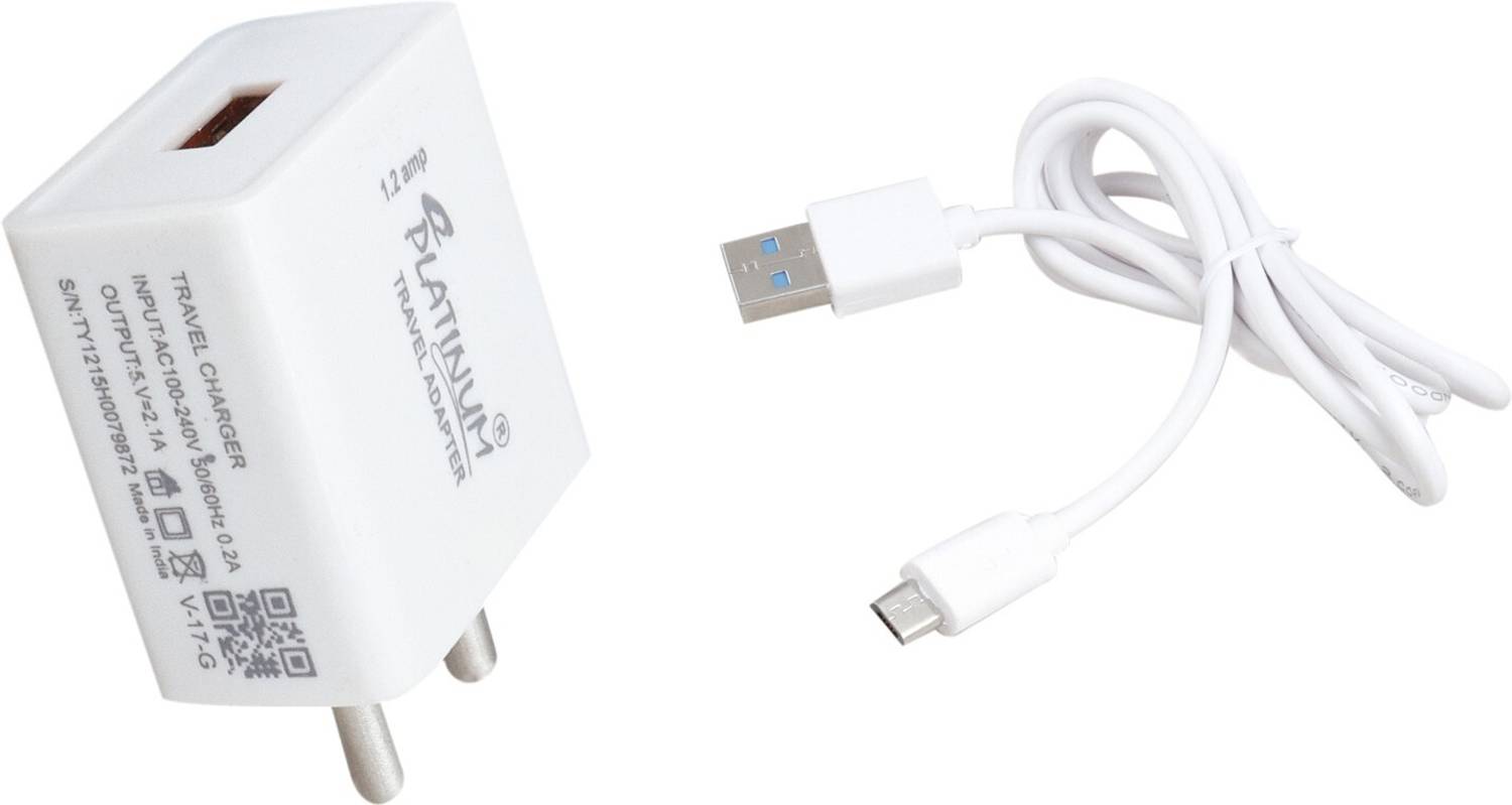 A2 Platinum 10.5 W 2 A Wall Charger for Mobile with Detachable Cable