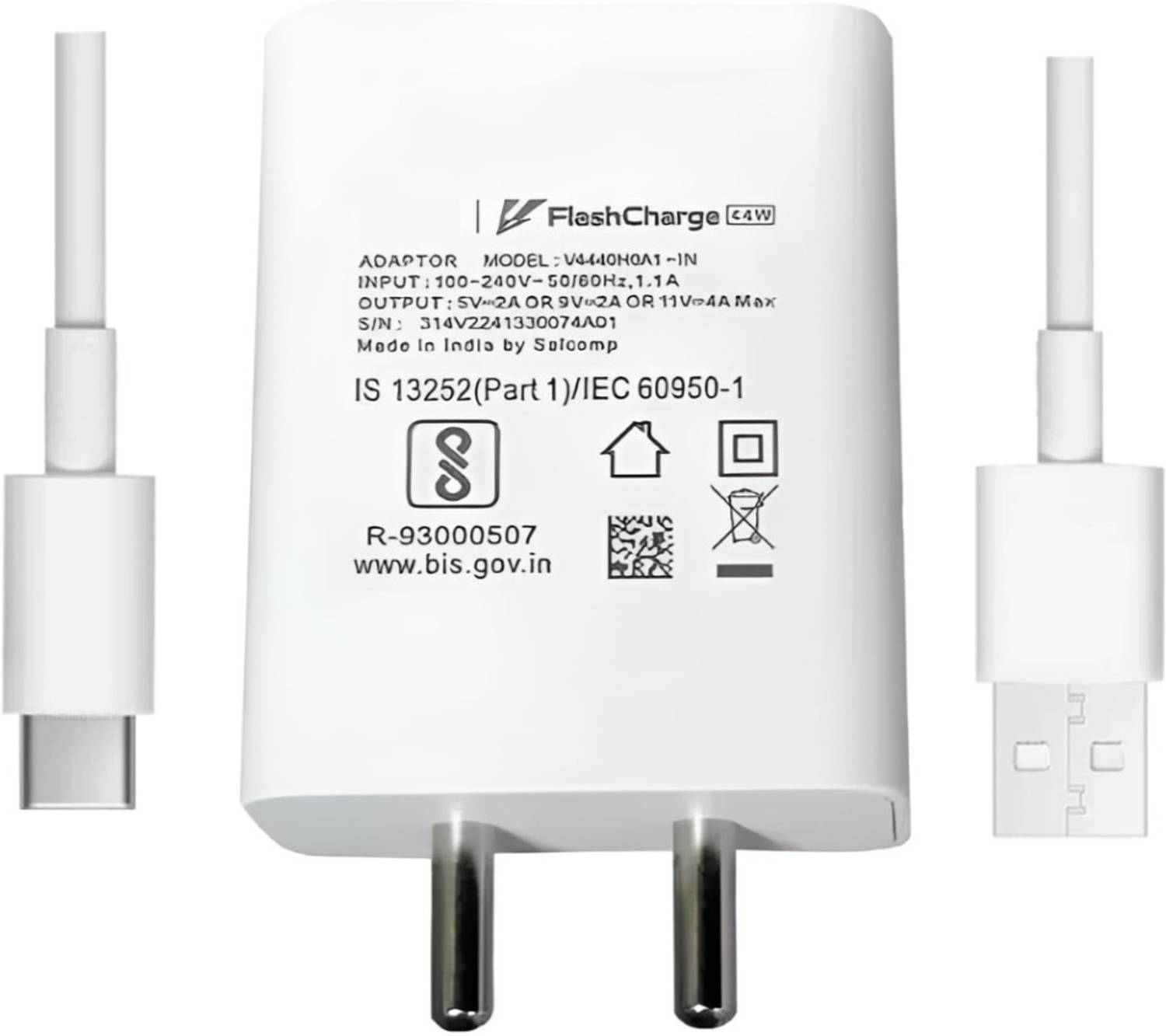 BLYNOIZ 44 W Quick Charge 4 A Wall Charger for Mobile with Detachable Cable