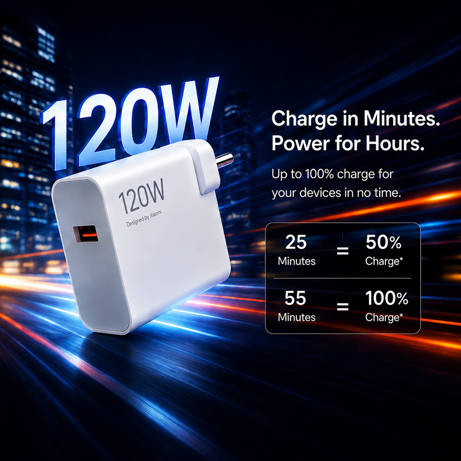 Image of CLAT 120 W Quick Charge 7.3 A Wall Charger for Mobile with Detachable Cable