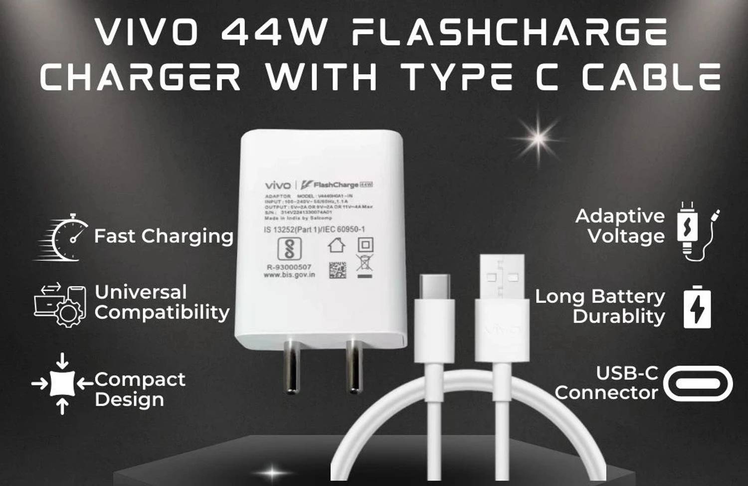 vivo 44W Quick Charge 4 Wall Charger - Image 2