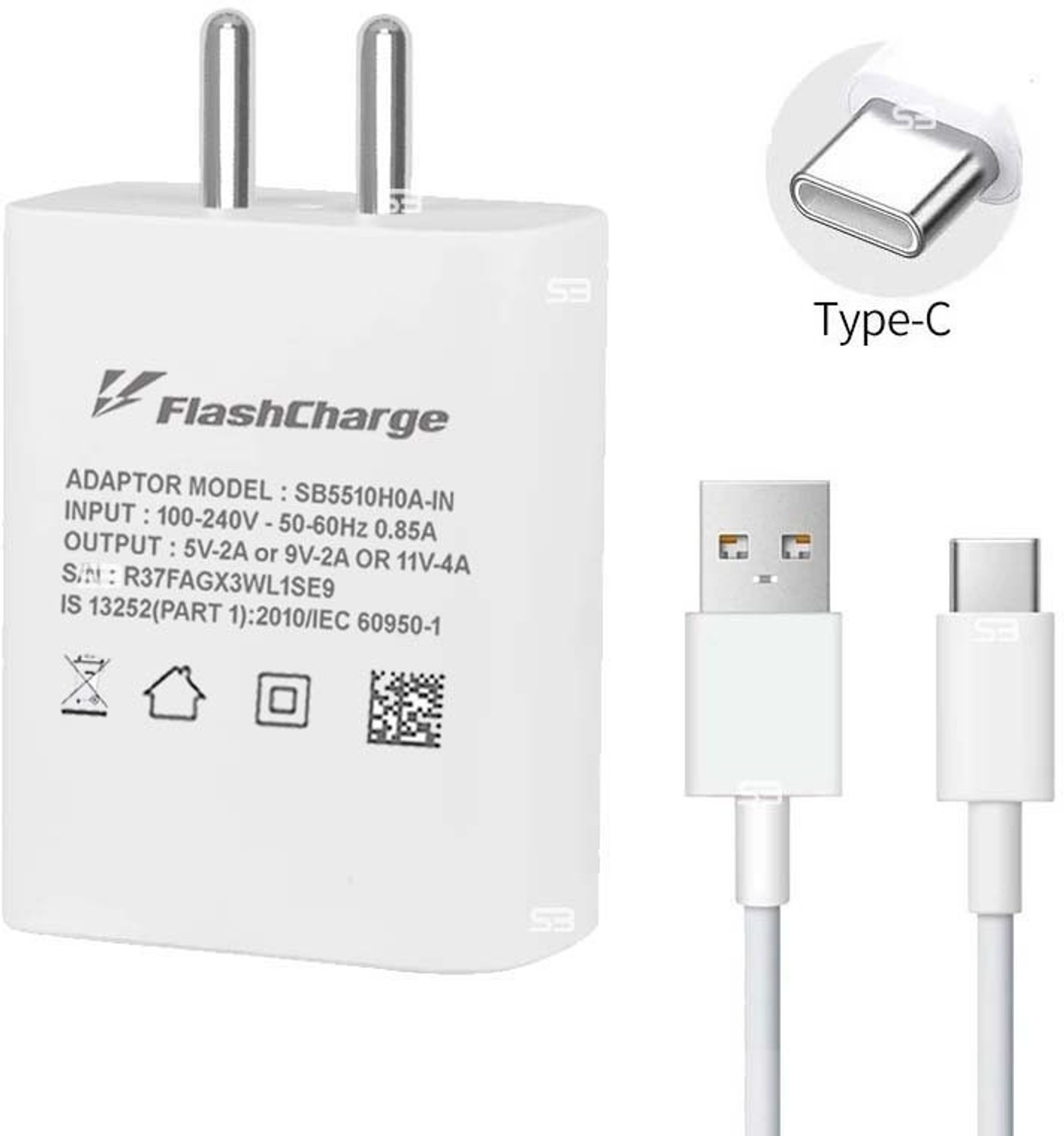 Image of SB 44 W 4 A Wall Charger for Mobile with Detachable Cable
