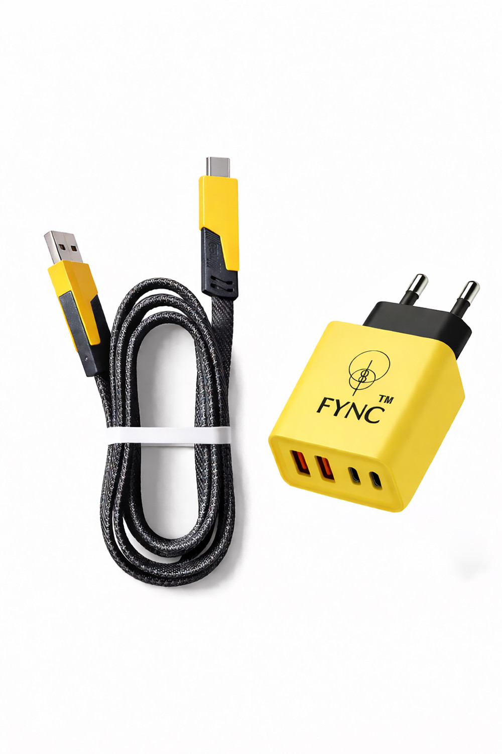 Image of FYNC 120 W 2.4 A Dual Port Mobile Charger with Detachable Cable