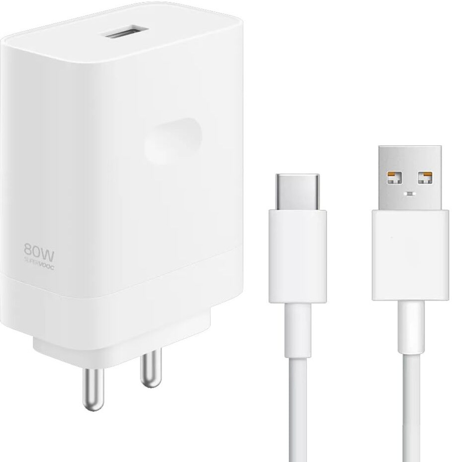 Image of OPPO 80 W SuperVOOC 7.3 A Wall Charger for Mobile with Detachable Cable