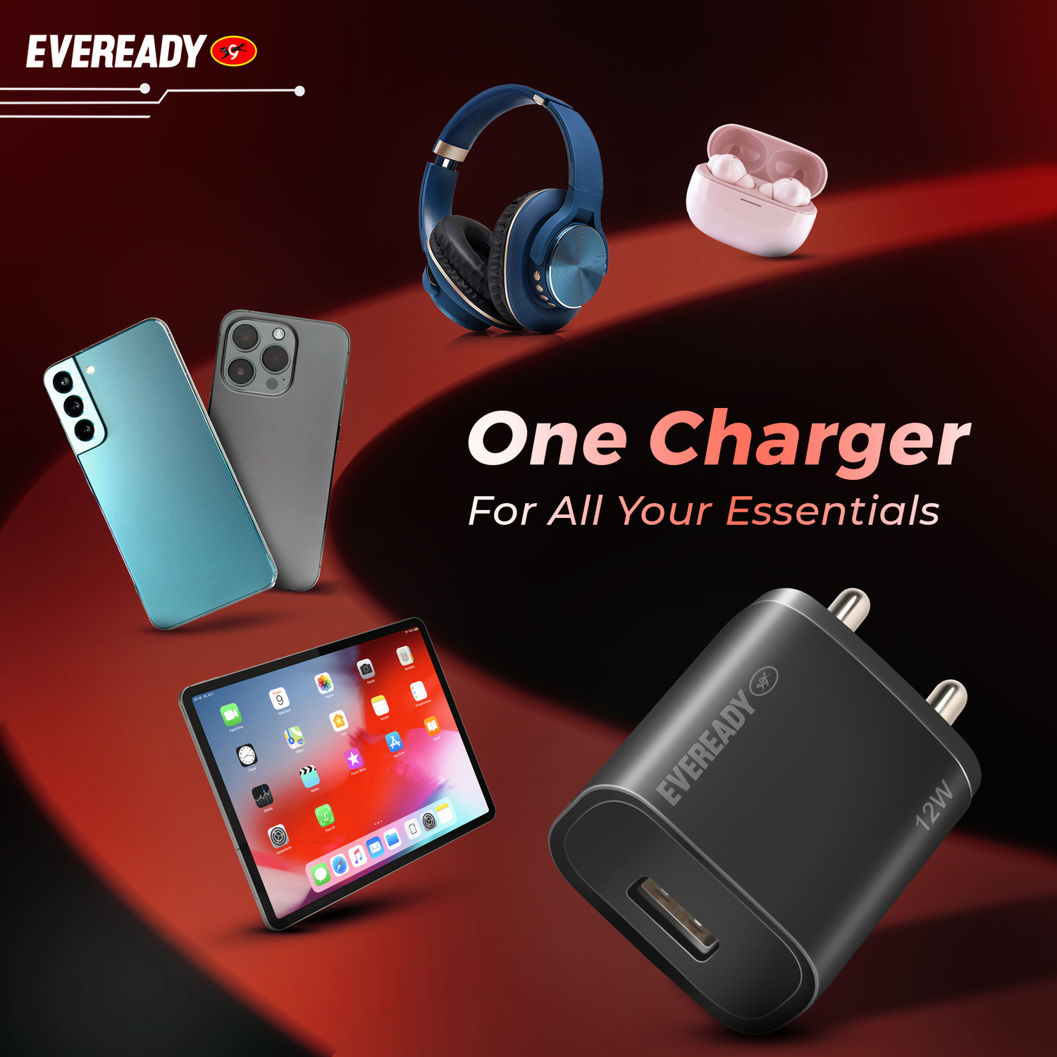 Image of EVEREADY 12 W 2.4 A Wall Charger for Mobile with Detachable Cable
