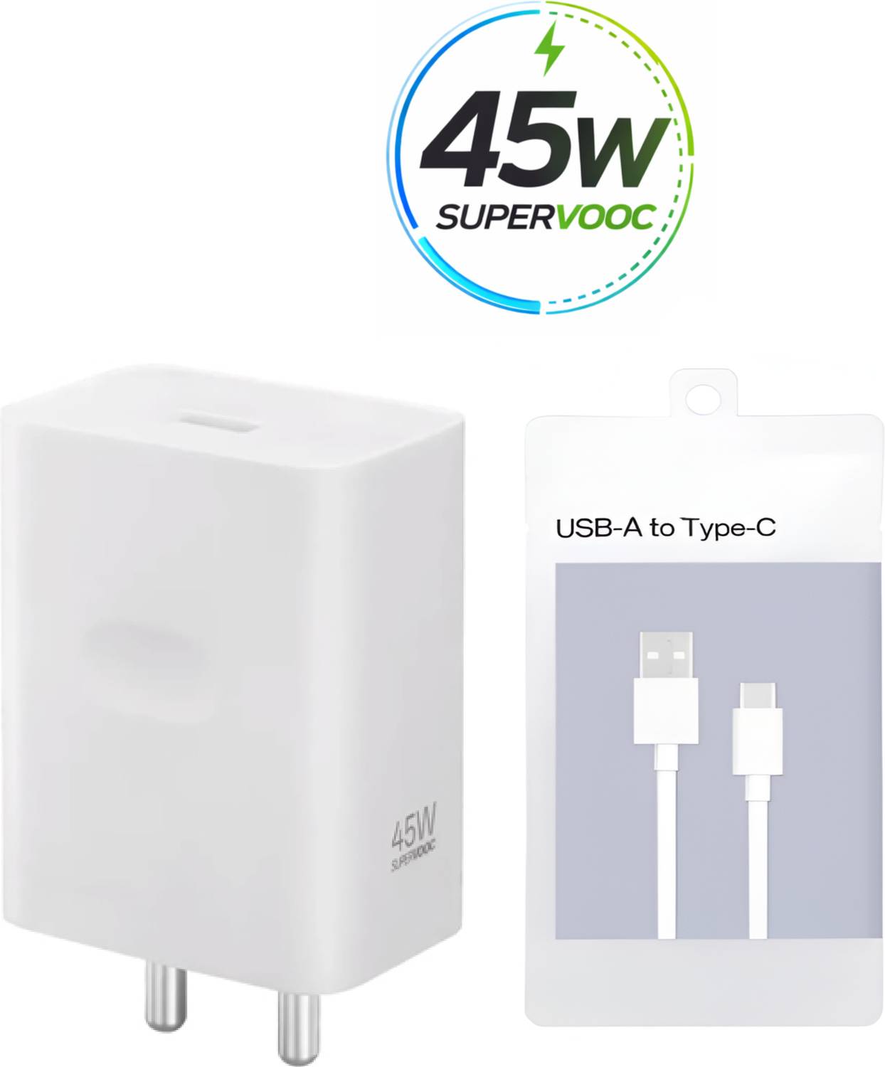 OPPO 45 W SuperVOOC 4 A Wall Charger for Mobile with Detachable Cable