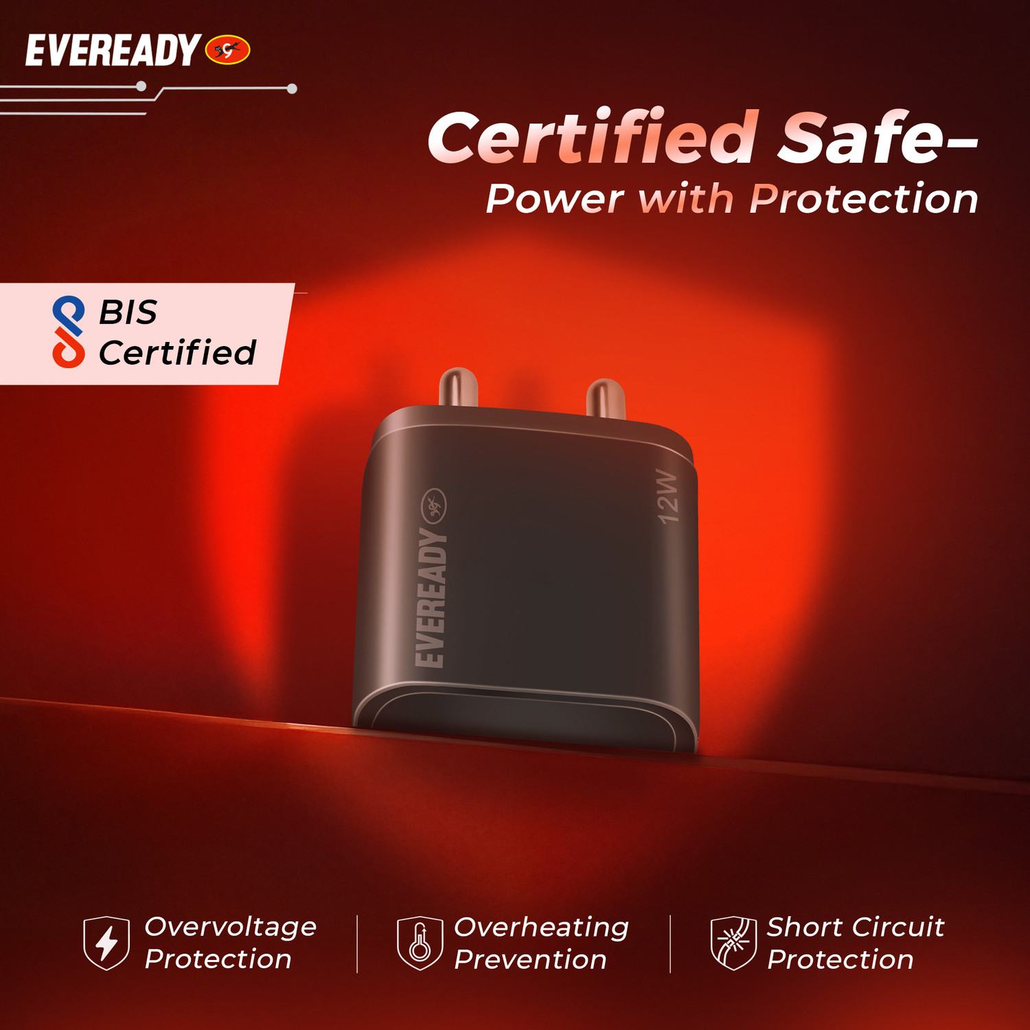 Image of EVEREADY 12 W 2.4 A Wall Charger for Mobile with Detachable Cable
