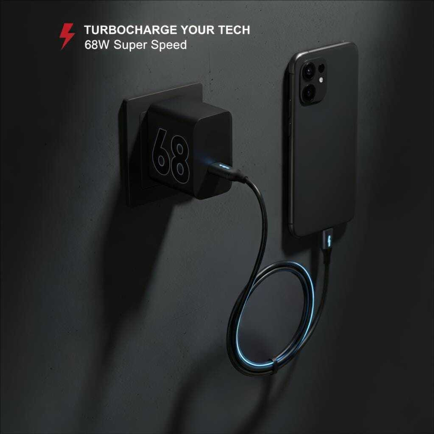 Image of revoltix 68 W TurboPower 3.0 7 A Wall Charger for Mobile with Detachable Cable