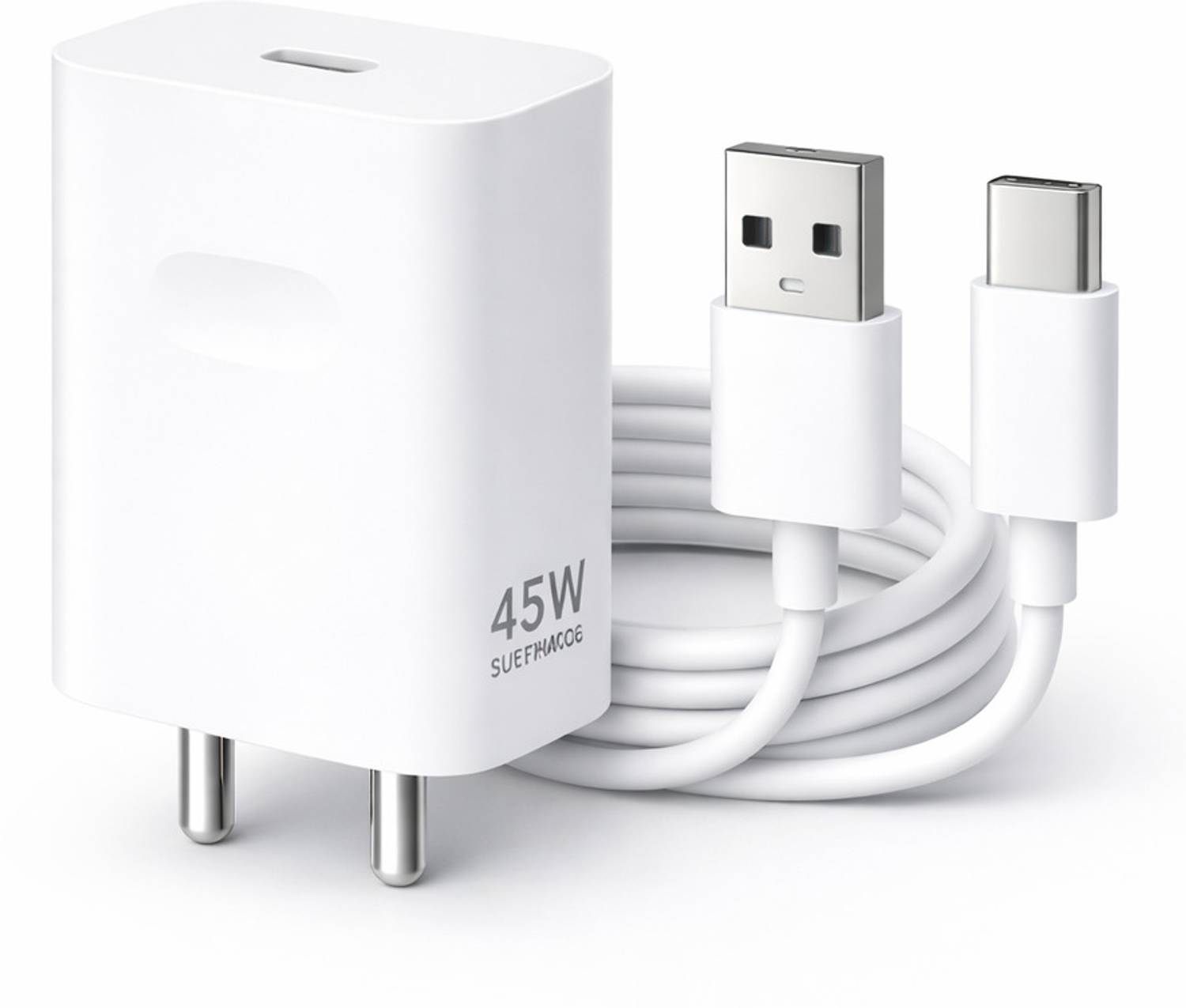 Prifakt 45 W SuperVOOC 6 A Wall Charger for Mobile with Detachable Cable