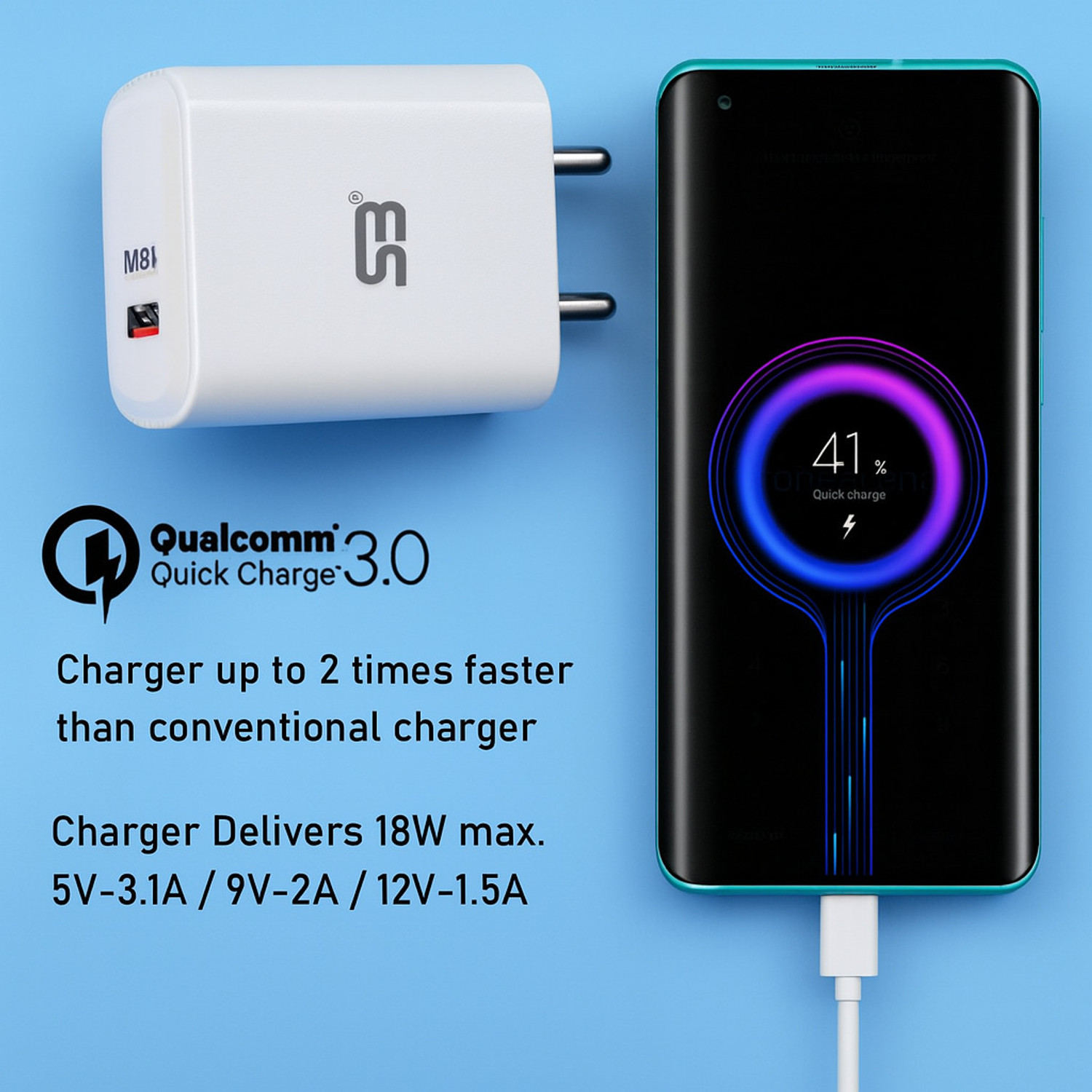 Image of SB 18 W 3.4 A Wall Charger for Mobile with Detachable Cable