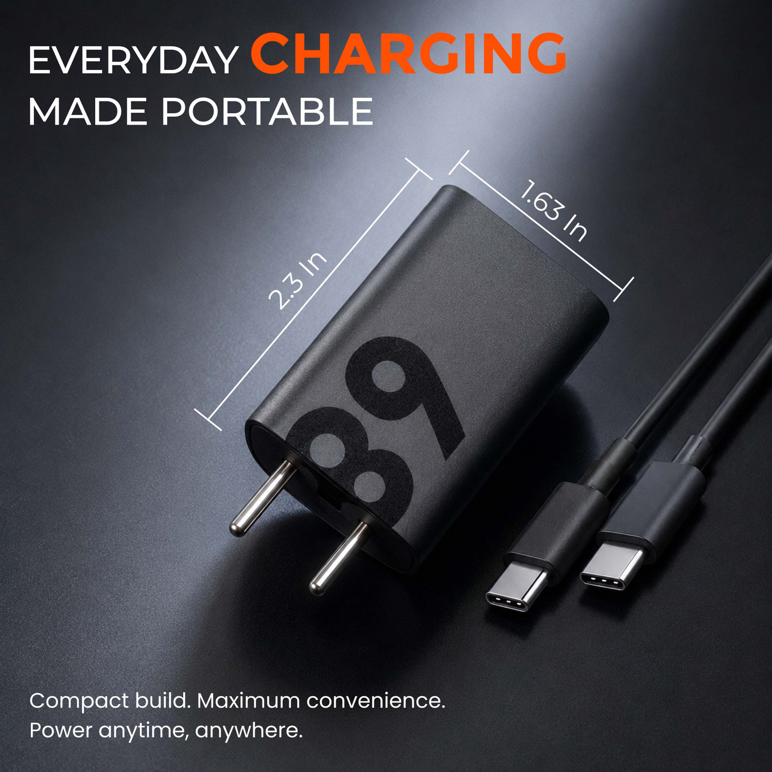 Image of MAK 68 W TurboPower 3.0 6 A Wall Charger for Mobile with Detachable Cable