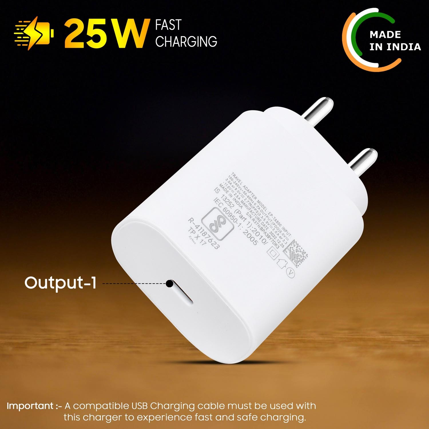Image of Zybux Original 25W USB-C Samsung Galaxy A54 5G Mobile Super Fast PD Charger Adapter Charging Pad