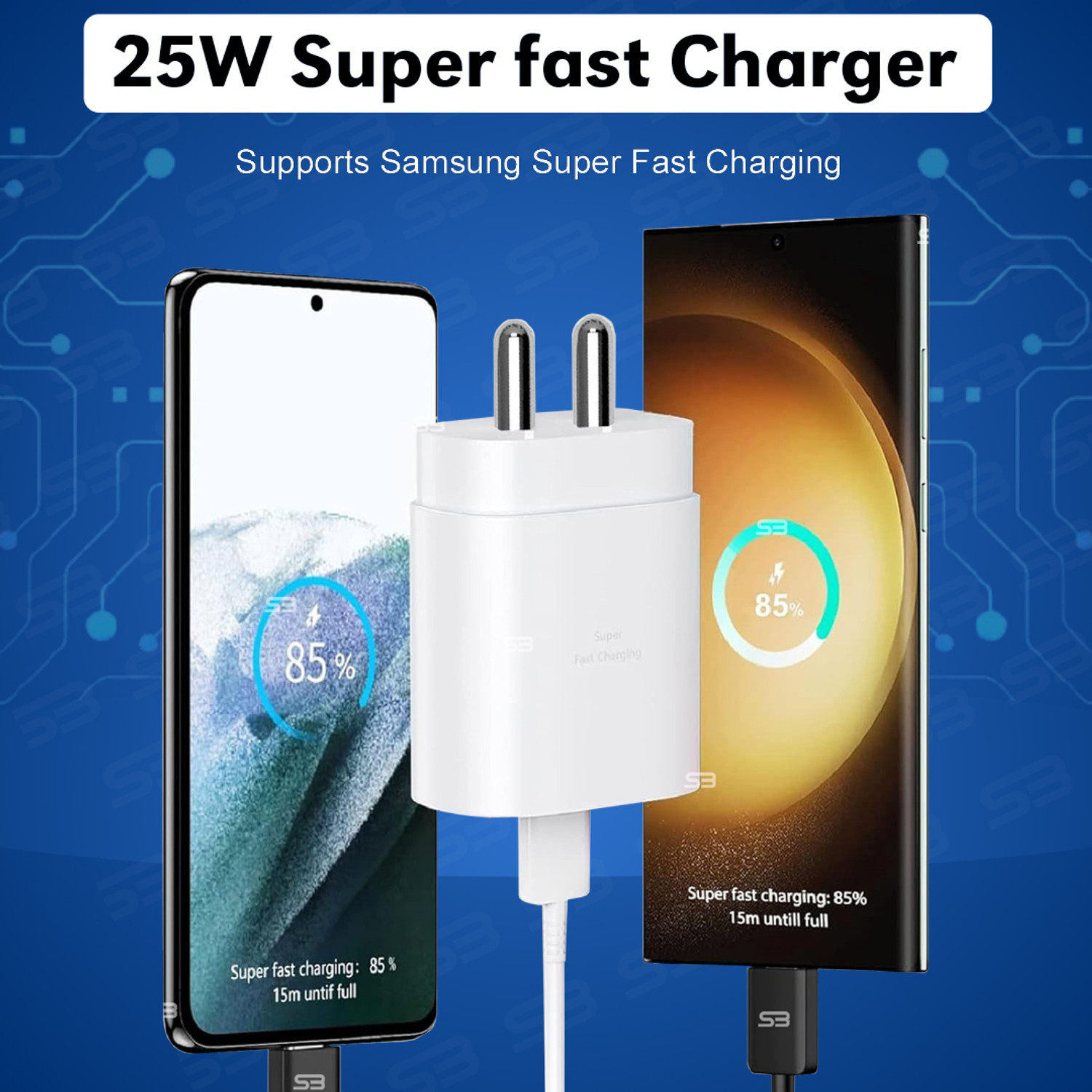 Image of SB 25 W PD 3 A Wall Charger for Mobile with Detachable Cable (White, Cable Included)