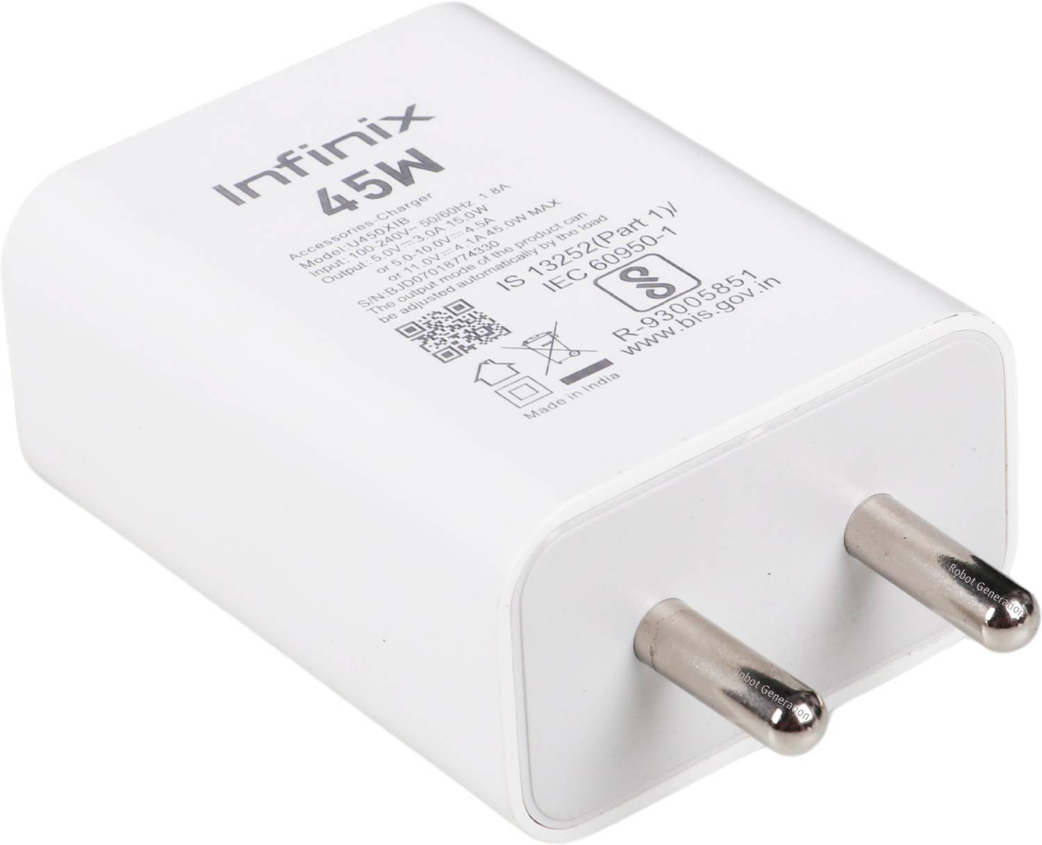 Infinix 45W Supercharge 4.4A Wall Charger White - Image 3