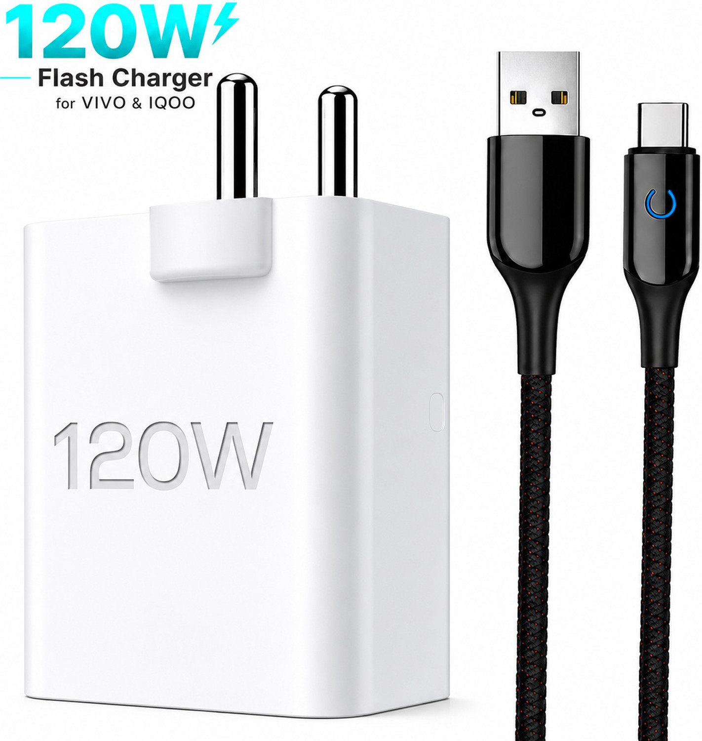 CLAT 120 W Quick Charge 6 A Wall Charger for Mobile with Detachable Cable