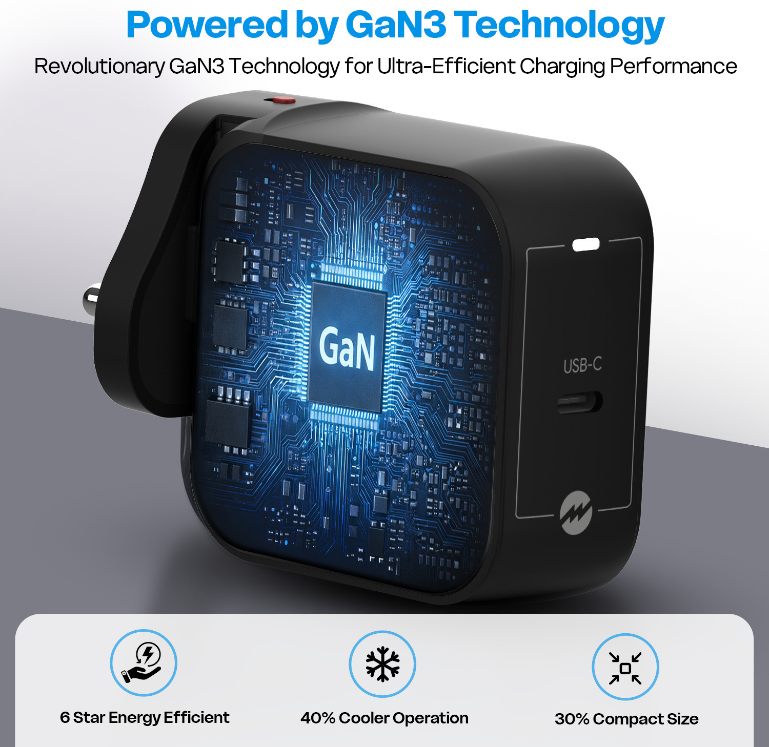 Image of AMKETTE 67 W GaN 3.25 A Wall Charger for Mobile with Detachable Cable
