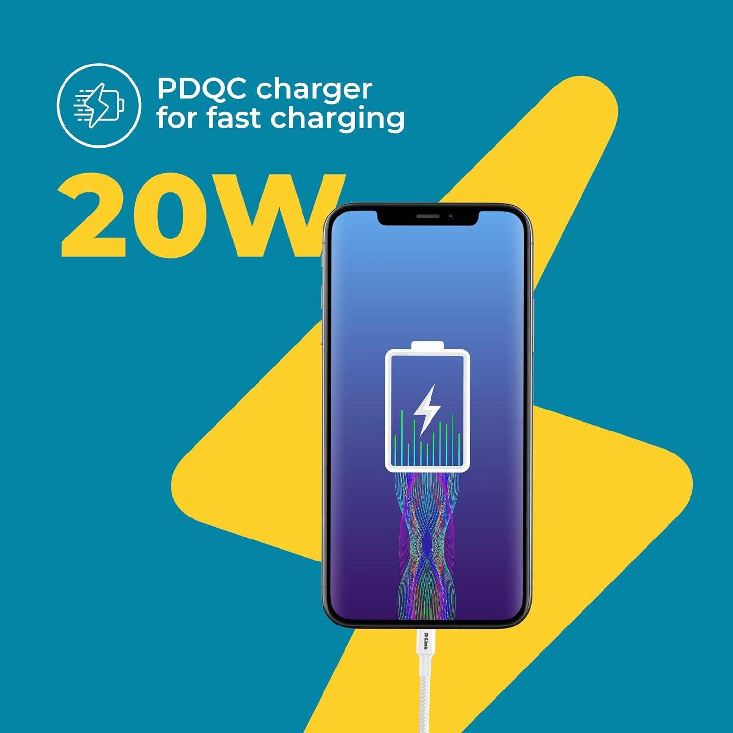 D-Link 20W Quick Charge 20A Dual Port Mobile Charger White - Image 3