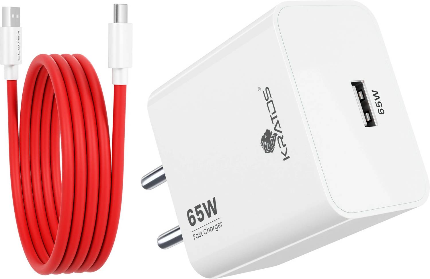 Kratos 65 W SuperVOOC 3 A Wall Charger for Mobile with Detachable Cable