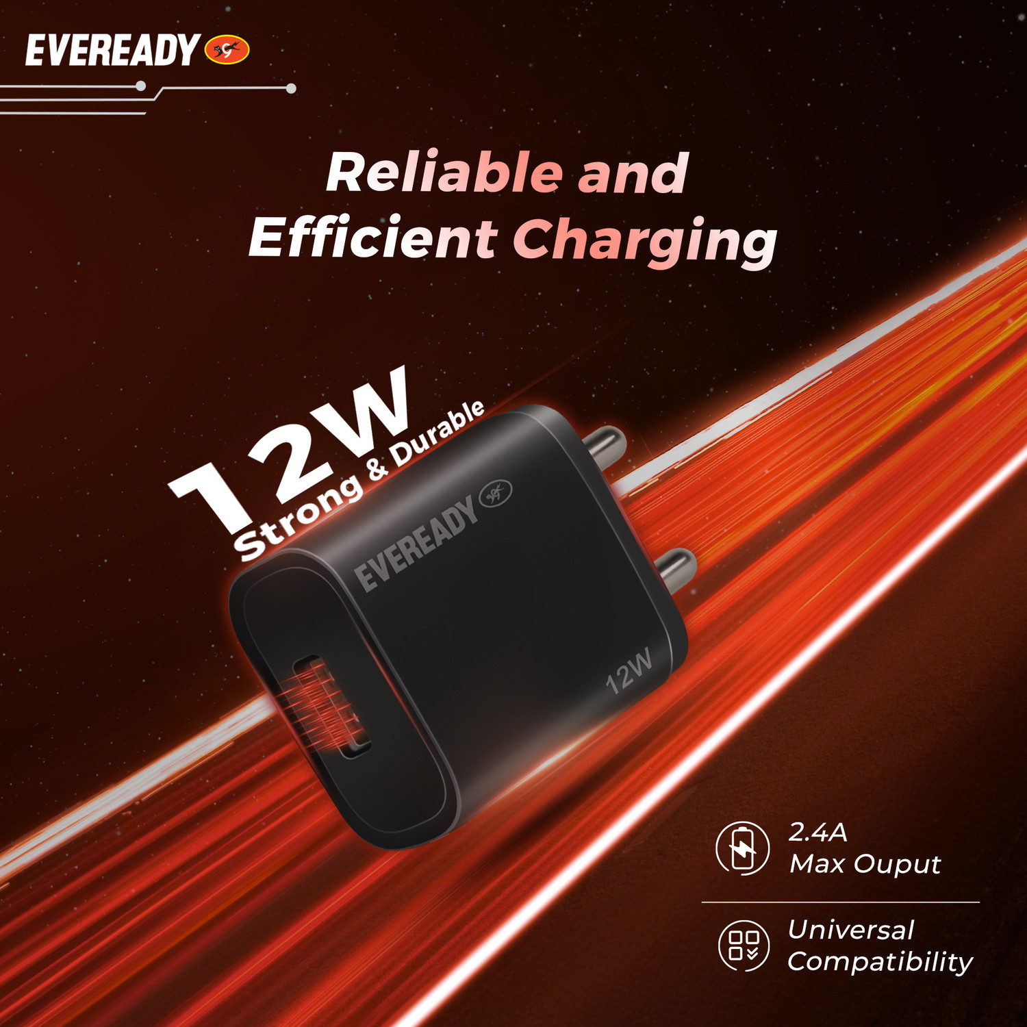 Image of EVEREADY 12 W 2.4 A Wall Charger for Mobile with Detachable Cable