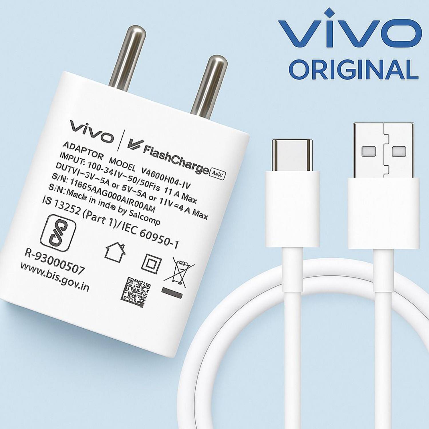 vivo 44 W Qualcomm 2.0 2 A Wall Charger for Mobile with Detachabl...mo