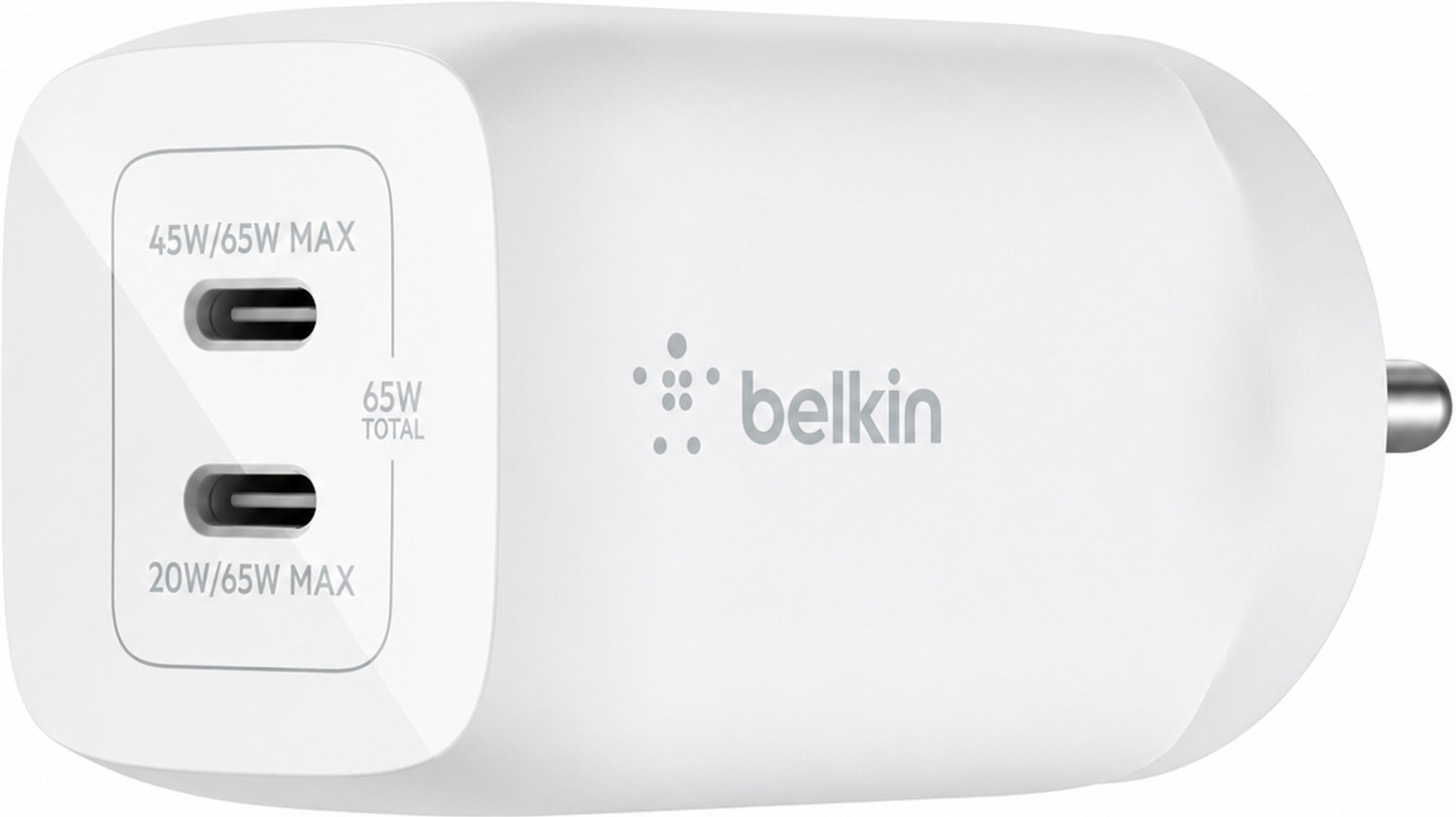 Image of BELKIN 65 W 3 A Wall Charger for Mobile with Detachable Cable (White)