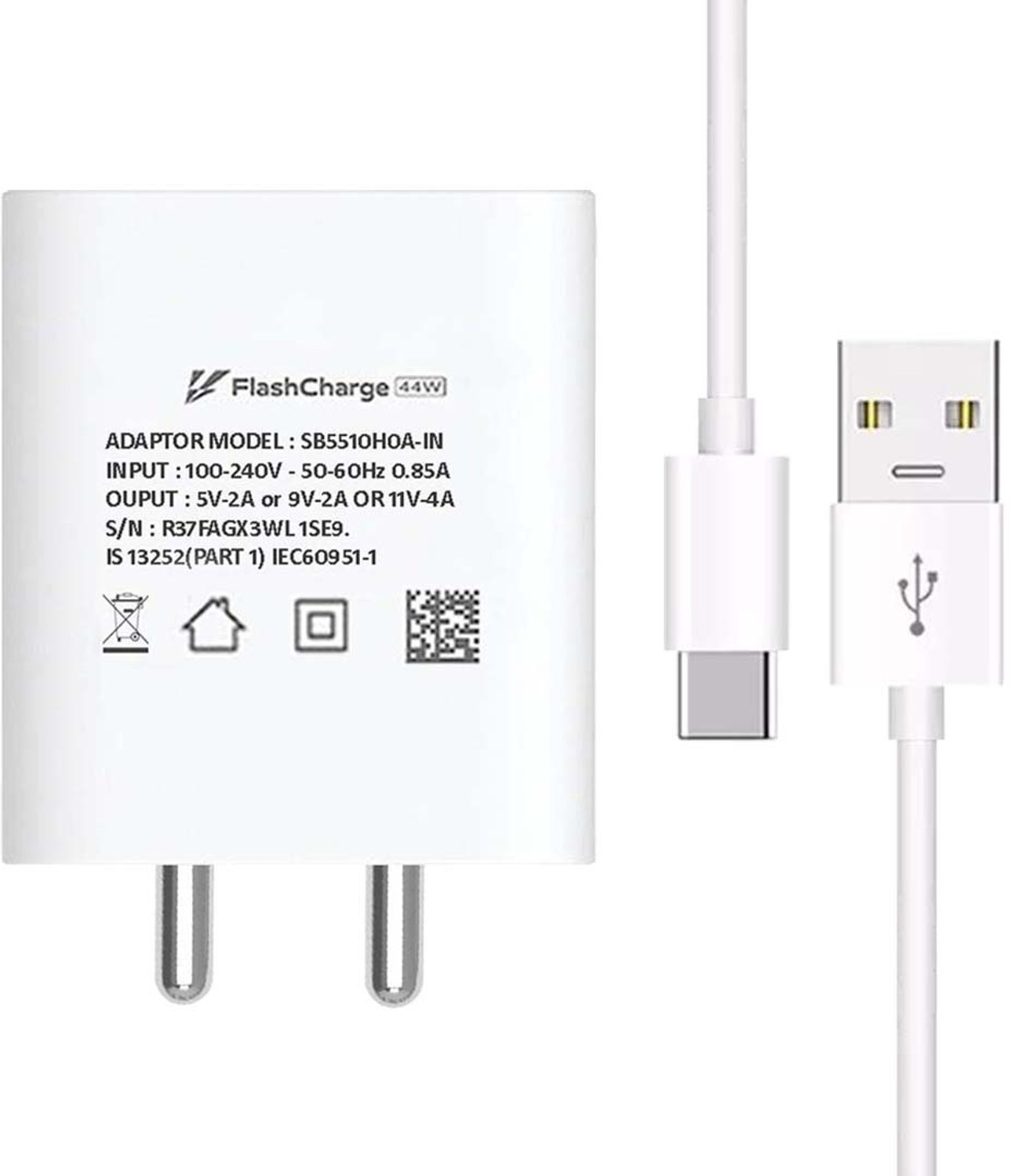 Image of SB 44 W 4 A Wall Charger for Mobile with Detachable Cable