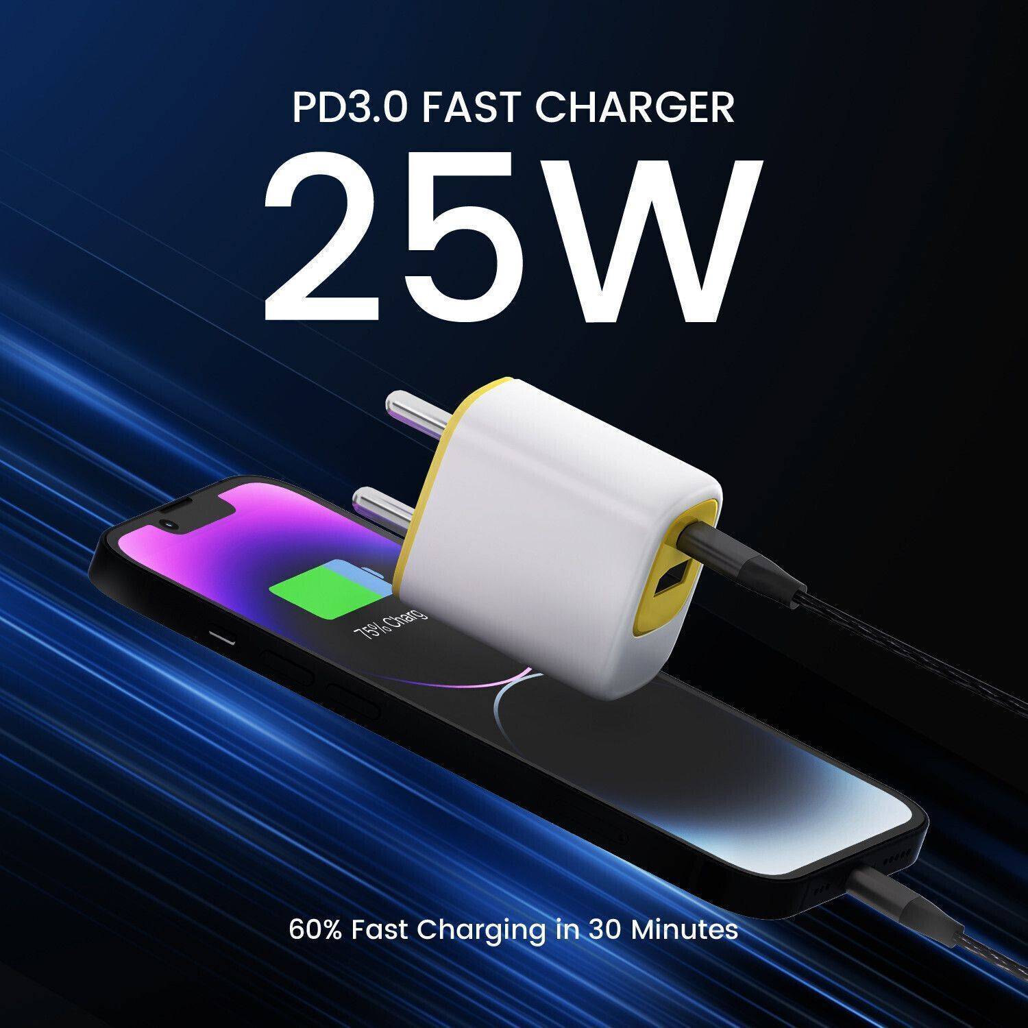 DeperAI 25W GaN Dual Port Charger - Yellow - Image 3