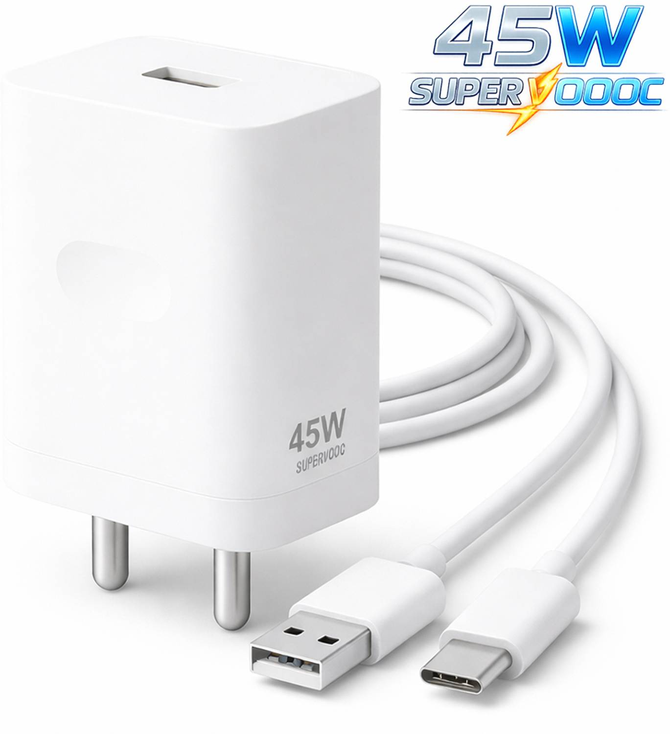 shopbucket 45 W SuperVOOC 5 A Wall Charger for Mobile with Detachable Cable