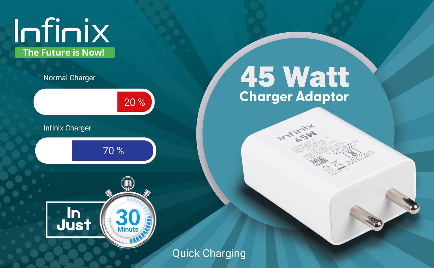 Infinix 45W Supercharge 4.4A Wall Charger White - Image 4