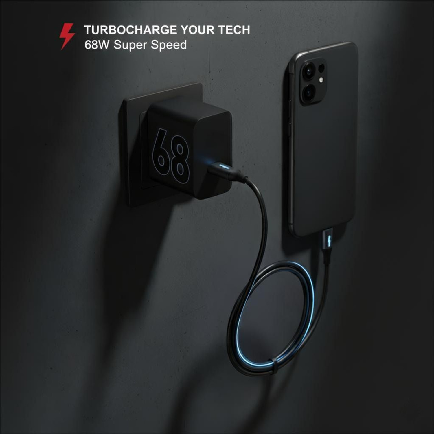 Image of revoltix 68 W TurboPower 3.0 5 A Wall Charger for Mobile with Detachable Cable