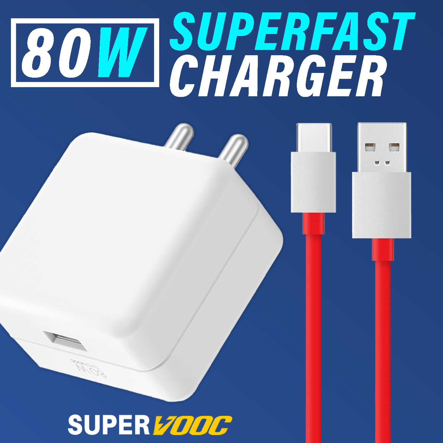 Image of SUFO 80 W SuperVOOC 7.3 A Wall Charger for Mobile with Detachable Cable