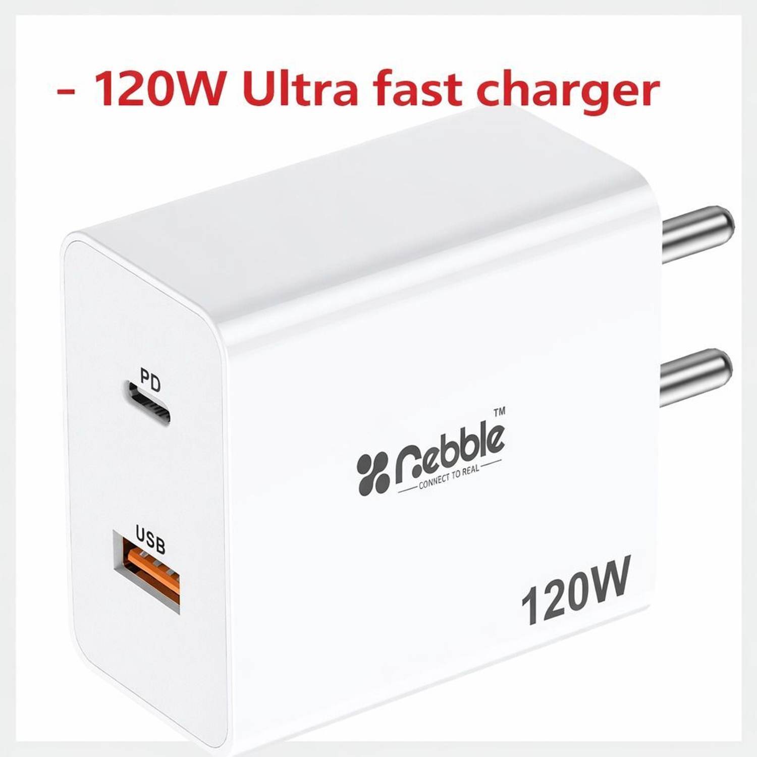 rebble 120 W SuperVOOC 6 A Dual Port Mobile Charger with Detachable Cable