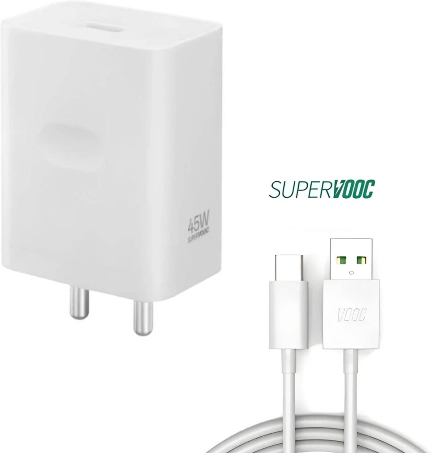 TECHWAQE 45 W SuperVOOC 4 A Wall Charger for Mobile with Detachable Cable