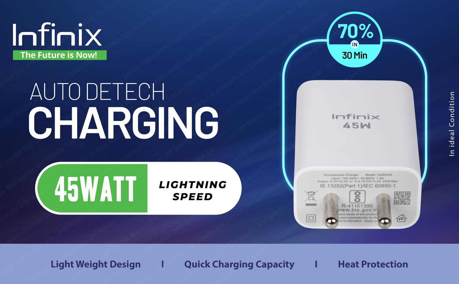 Infinix 45W Supercharge 4.4A Wall Charger White - Image 5