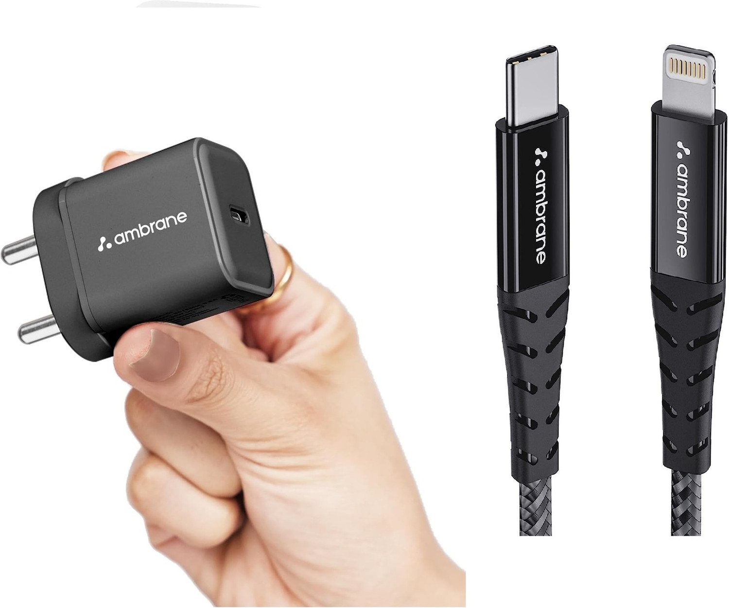 Image of Ambrane 20 W 3 A Single Port Mobile Charger with Detachable Cable