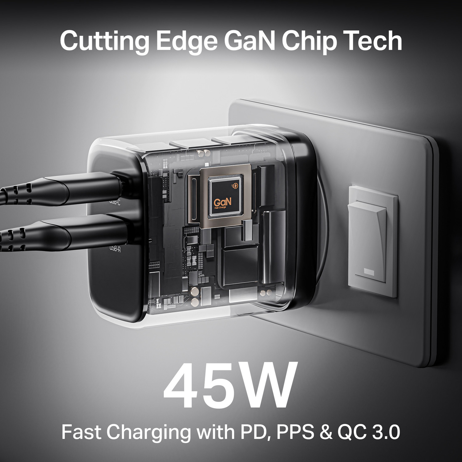 Image of boAt 45 W GaN 3 A Wall Charger for Mobile with Detachable Cable