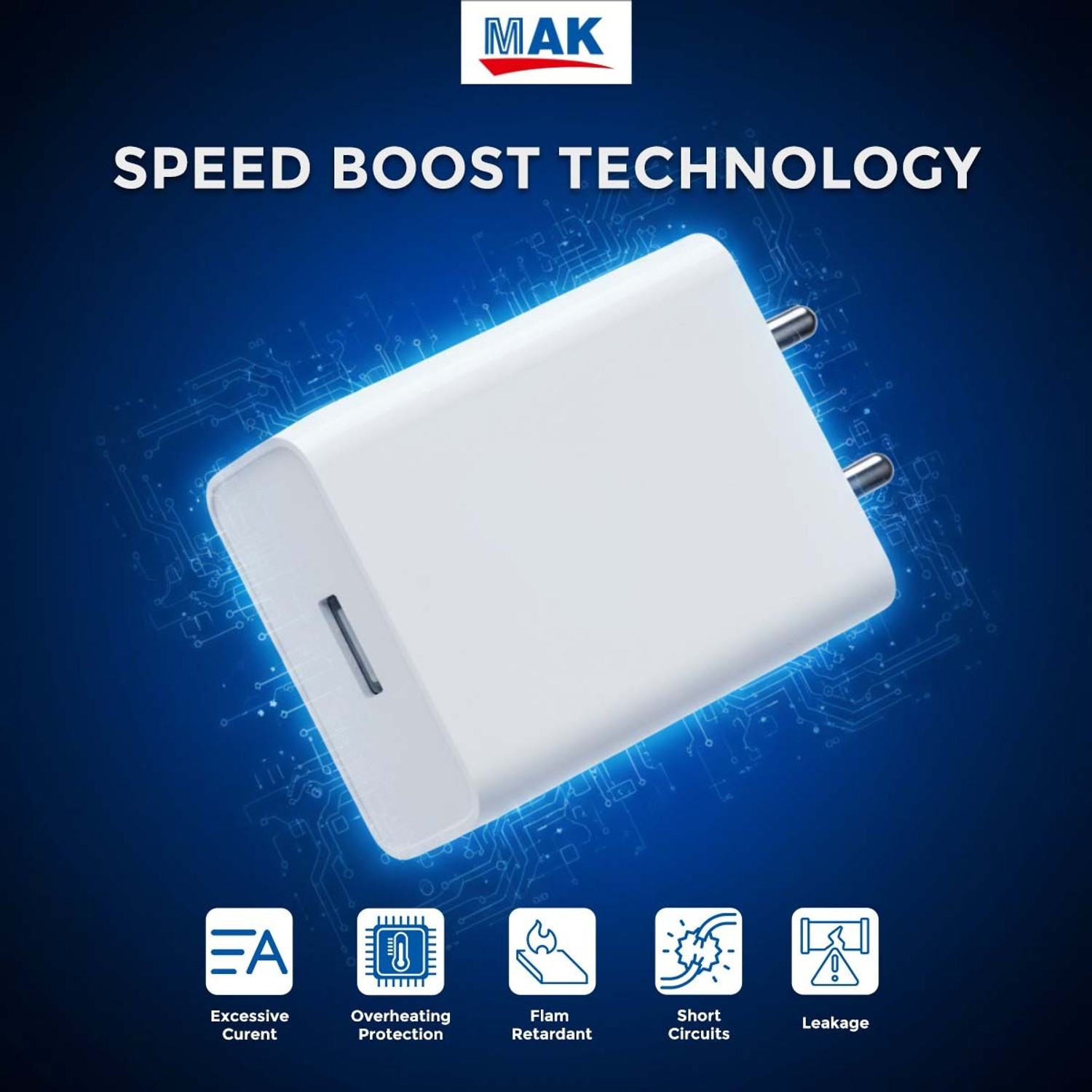 Image of MAK 65 W SuperVOOC 4 A Wall Charger for Mobile with Detachable Cable
