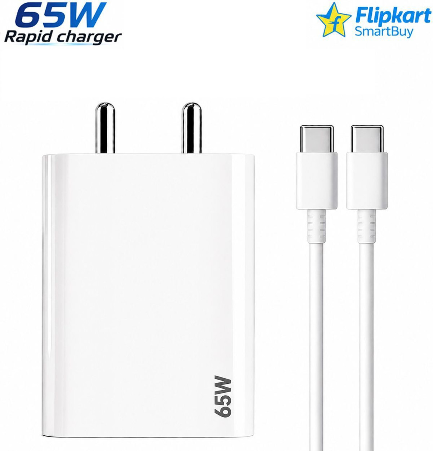 Image of Flipkart SmartBuy 65 W Quick Charge 3 A Wall Charger for Mobile with Detachable Cable